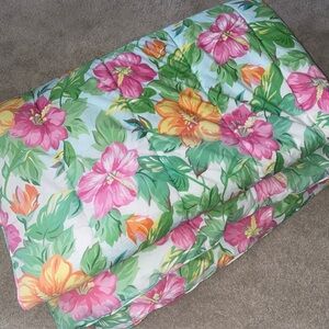 LAUREN‎ Ralph Lauren Twin Size Comforter Tropical Floral Hibiscus Sandy Lane